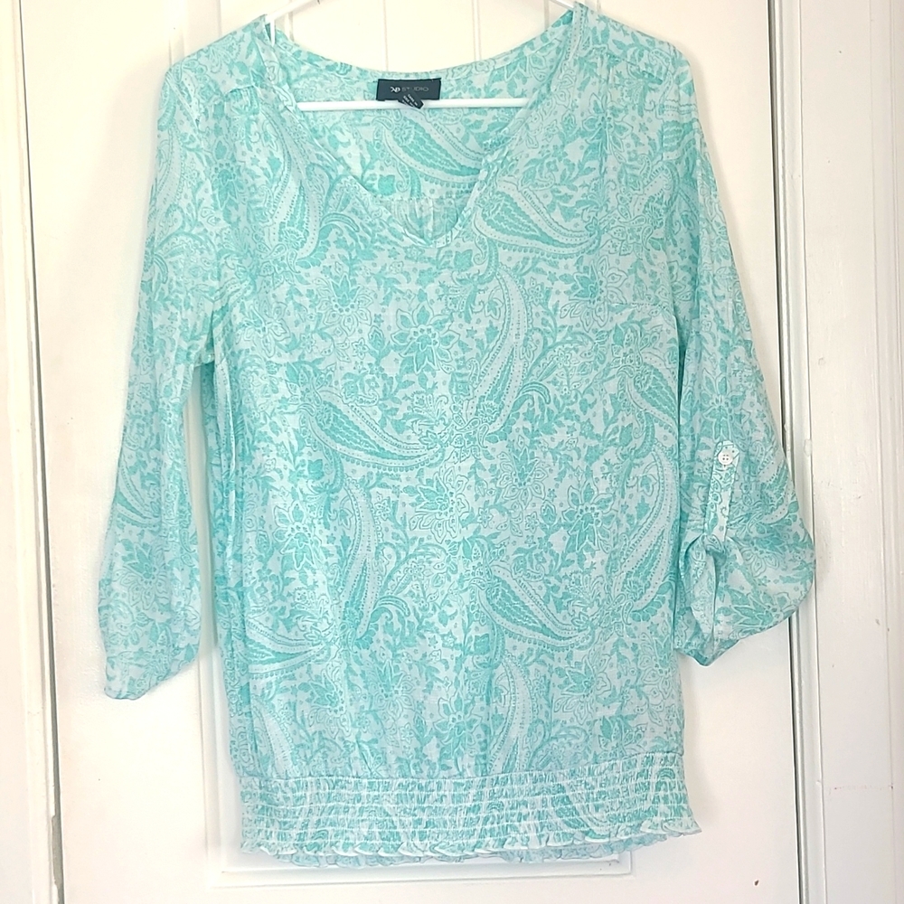AB STUDIO Sheer Paisley top